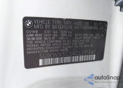 2012 BMW X3 xDrive28I z USA, uszkodzony, nr VIN 5UXWX5C54CL717447